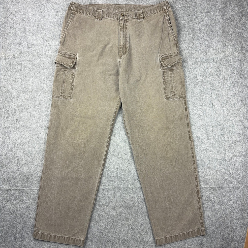 VTG LL Bean Cargo Pants Mens 38x32 Brown Tropic Weight Canvas Hiking Outdoor Y2K